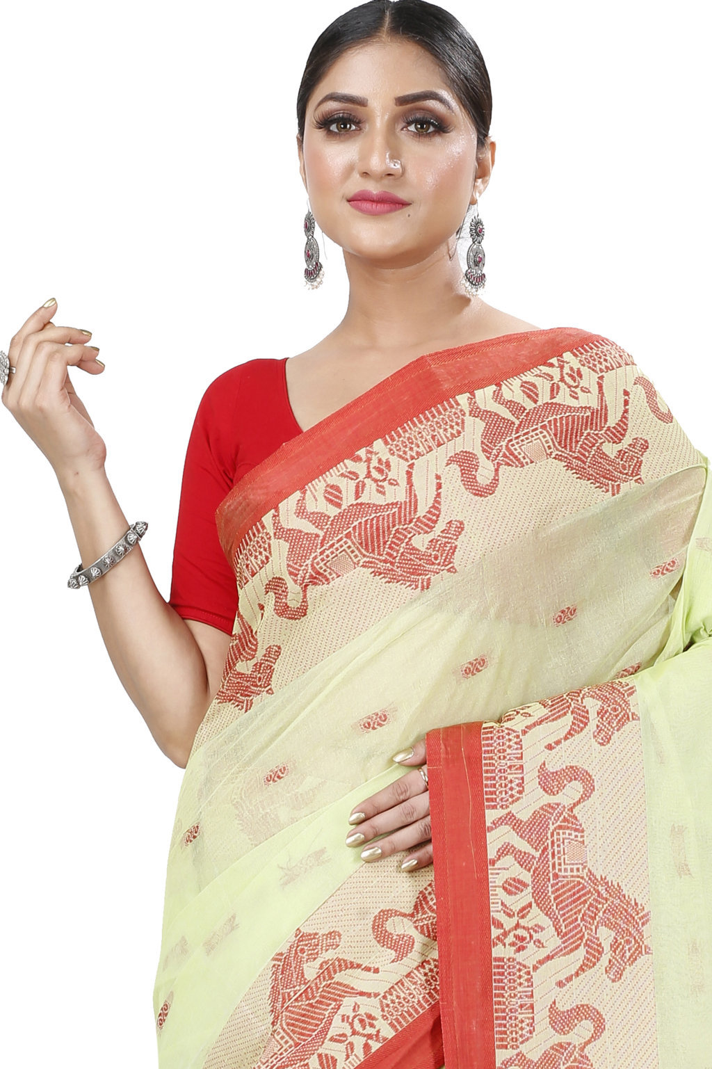 Light Green Pure Cotton Indrani Tant Saree (1018)